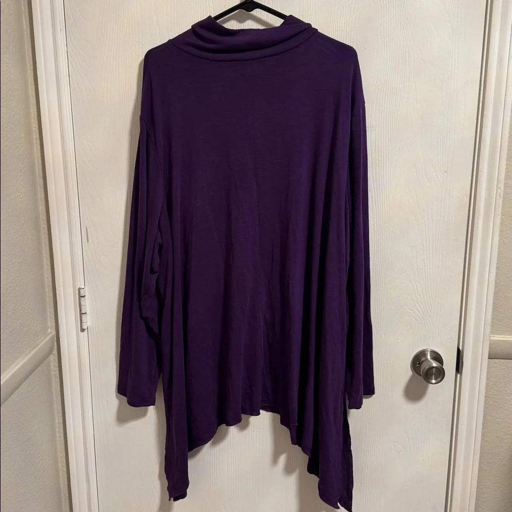 Terra & Sky Women's Plus Size Slub Sharkbite Tunic‎ Length Cowlneck Knit Top 4X